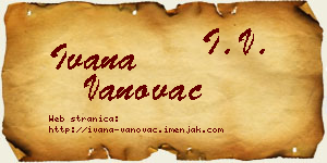 Ivana Vanovac vizit kartica